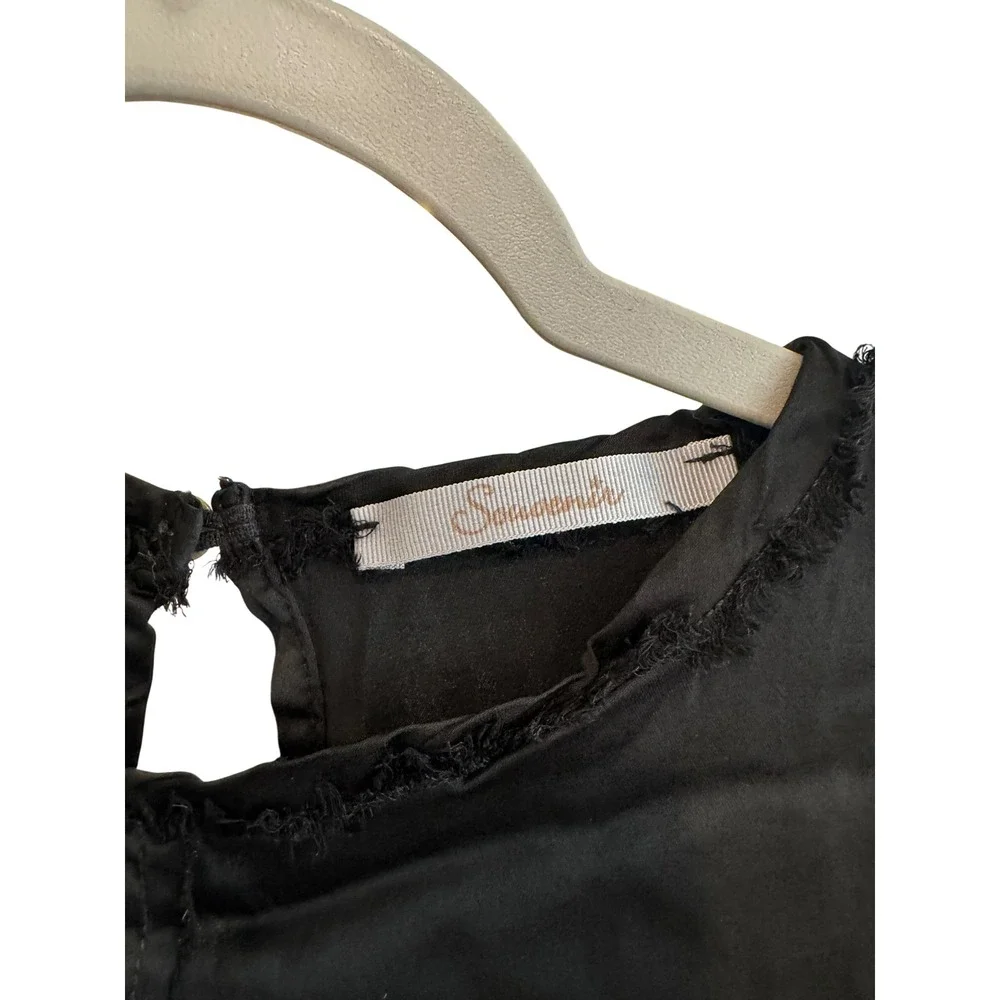 Souvenir Clubbing Black Sleeveless‎ Top Frayed Trim Detail Size S E1 - Picture 6 of 8